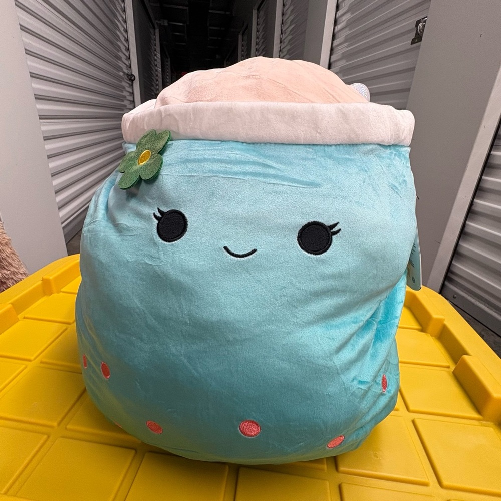 Squishmallows Teal Plush with Flower Hat
